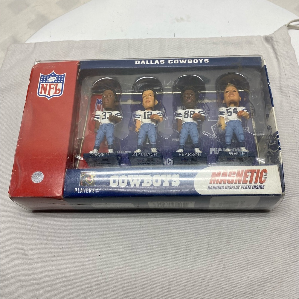 Dallas Cowboys 4pc set mini magnetic bobs bobbleheads staubach,Dorsett,White